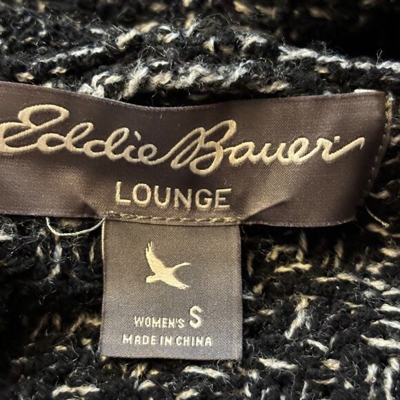 Eddie Bauer Women's Lounge Hooded Sweater in Black/White-Size Small - Picture 6 of 7
